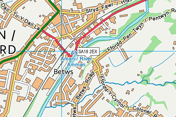 SA18 2EX map - OS VectorMap District (Ordnance Survey)