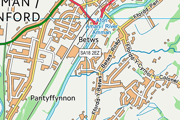 SA18 2EZ map - OS VectorMap District (Ordnance Survey)