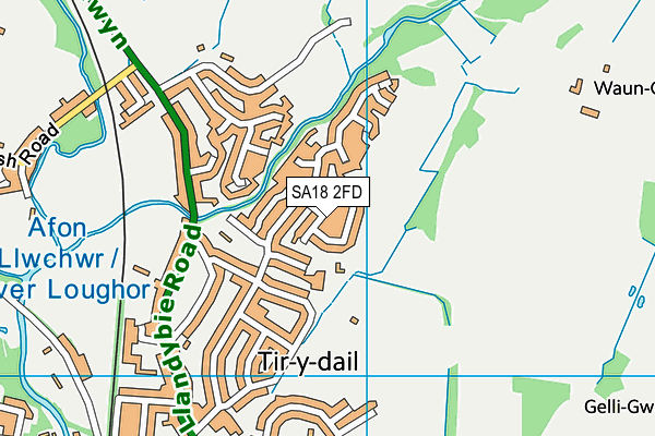 SA18 2FD map - OS VectorMap District (Ordnance Survey)