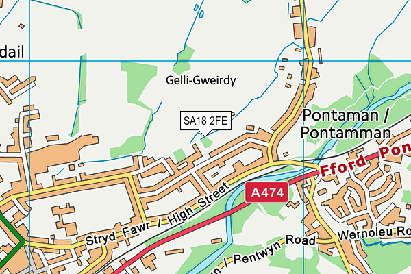 SA18 2FE map - OS VectorMap District (Ordnance Survey)