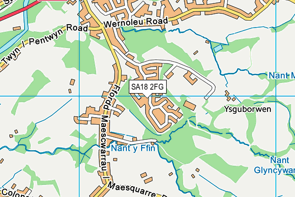 SA18 2FG map - OS VectorMap District (Ordnance Survey)