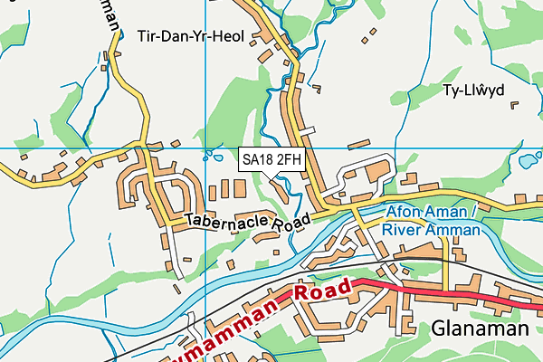 SA18 2FH map - OS VectorMap District (Ordnance Survey)