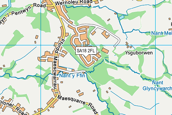SA18 2FL map - OS VectorMap District (Ordnance Survey)