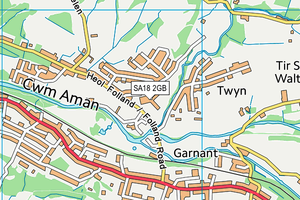 SA18 2GB map - OS VectorMap District (Ordnance Survey)