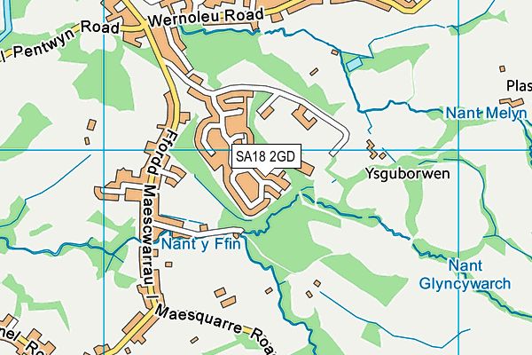 SA18 2GD map - OS VectorMap District (Ordnance Survey)