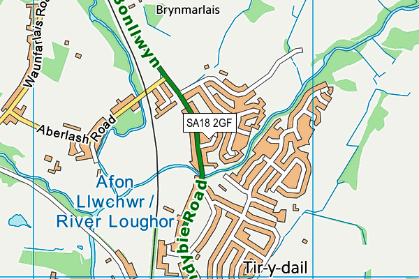 SA18 2GF map - OS VectorMap District (Ordnance Survey)