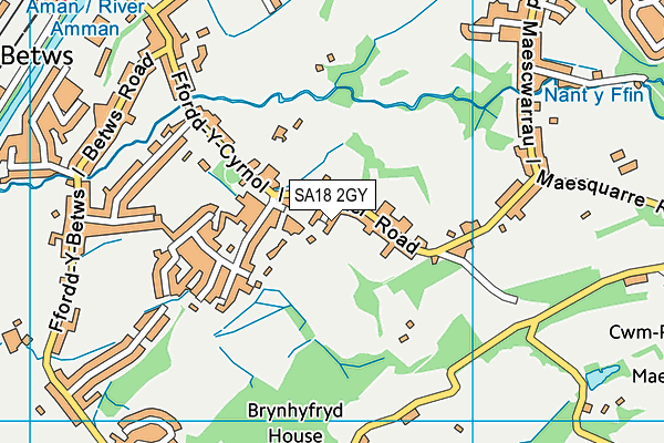 SA18 2GY map - OS VectorMap District (Ordnance Survey)