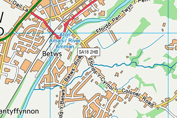 SA18 2HB map - OS VectorMap District (Ordnance Survey)