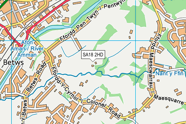 SA18 2HD map - OS VectorMap District (Ordnance Survey)