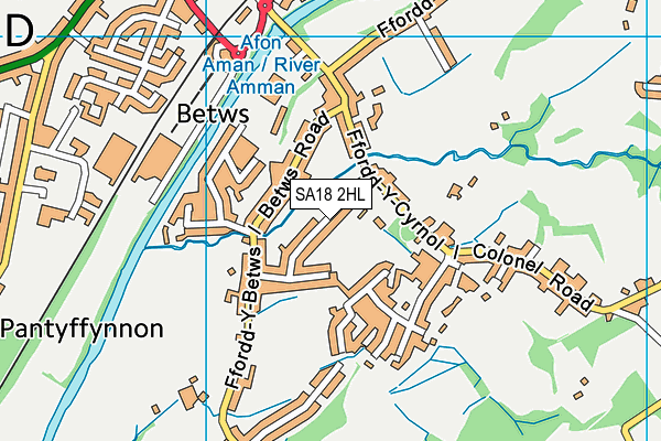 SA18 2HL map - OS VectorMap District (Ordnance Survey)