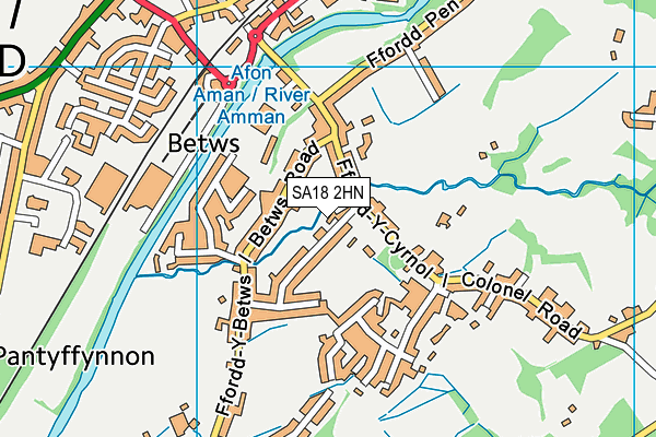 SA18 2HN map - OS VectorMap District (Ordnance Survey)