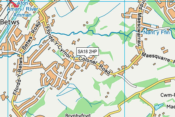 SA18 2HP map - OS VectorMap District (Ordnance Survey)