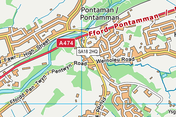 SA18 2HQ map - OS VectorMap District (Ordnance Survey)