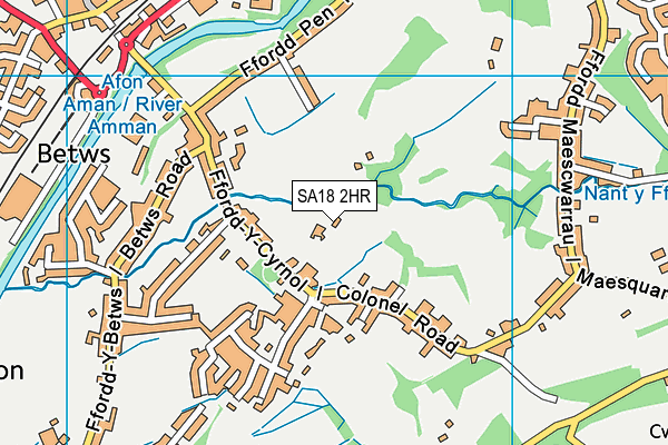 SA18 2HR map - OS VectorMap District (Ordnance Survey)