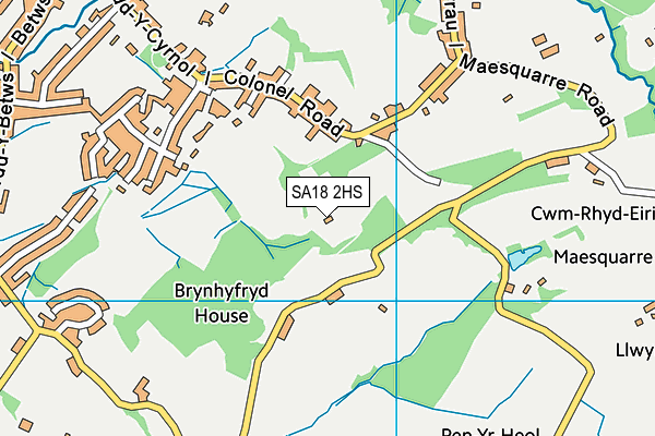 SA18 2HS map - OS VectorMap District (Ordnance Survey)