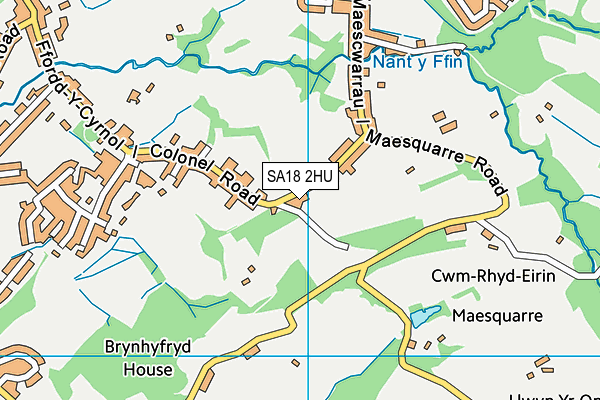 SA18 2HU map - OS VectorMap District (Ordnance Survey)