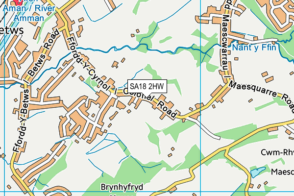 SA18 2HW map - OS VectorMap District (Ordnance Survey)