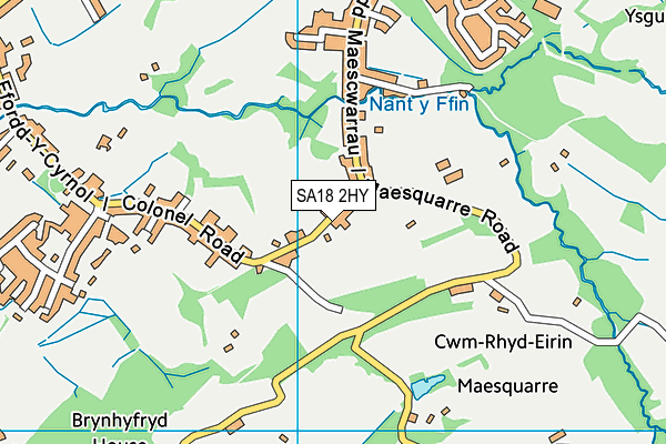 SA18 2HY map - OS VectorMap District (Ordnance Survey)