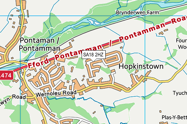 SA18 2HZ map - OS VectorMap District (Ordnance Survey)