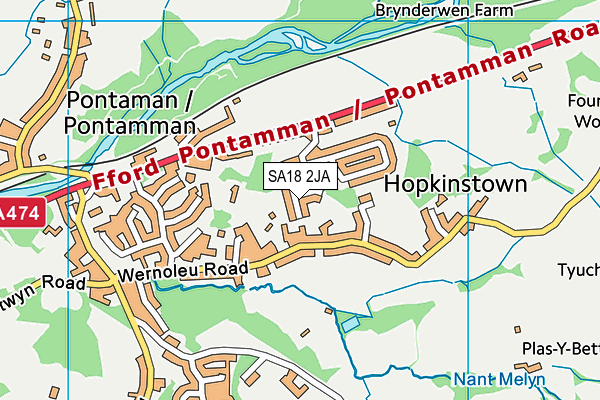 SA18 2JA map - OS VectorMap District (Ordnance Survey)