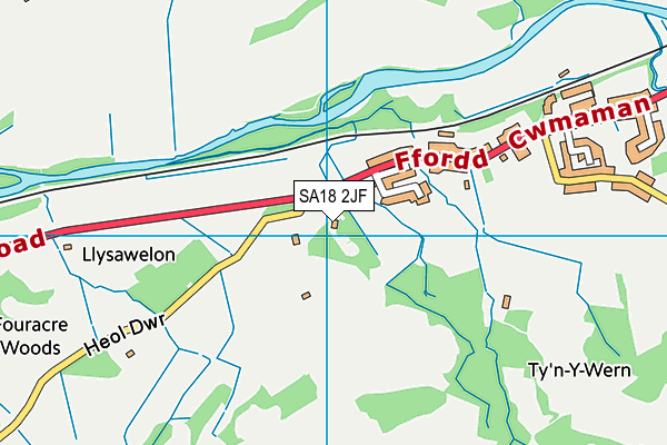 SA18 2JF map - OS VectorMap District (Ordnance Survey)