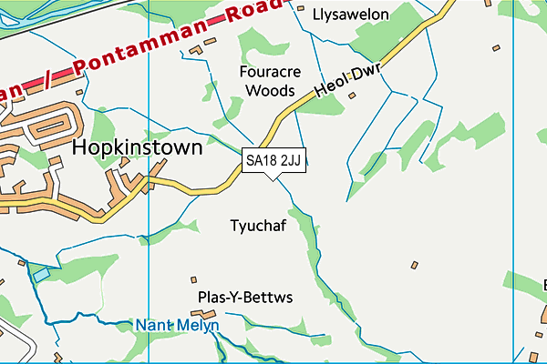 SA18 2JJ map - OS VectorMap District (Ordnance Survey)