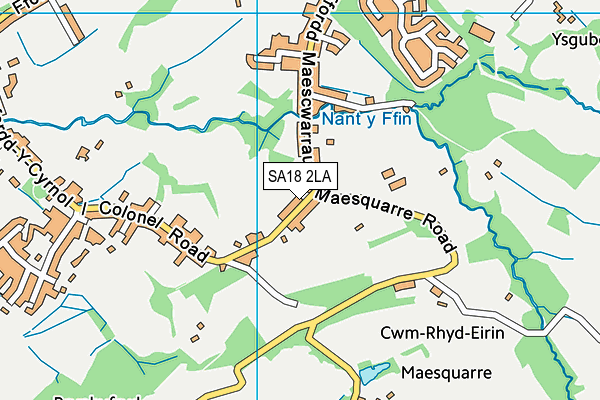 SA18 2LA map - OS VectorMap District (Ordnance Survey)