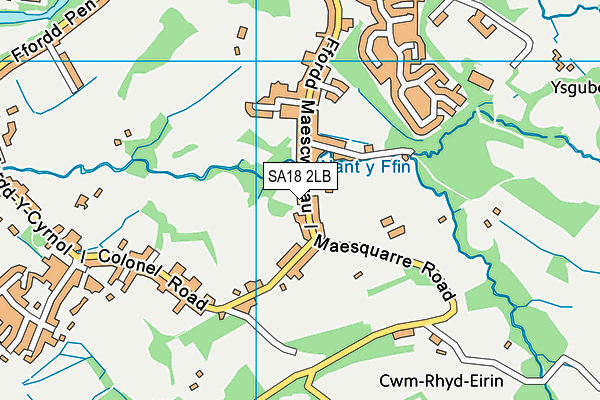 SA18 2LB map - OS VectorMap District (Ordnance Survey)