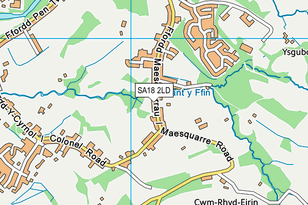 SA18 2LD map - OS VectorMap District (Ordnance Survey)