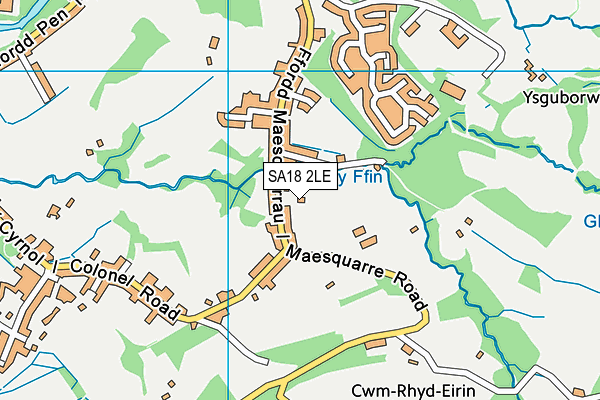 SA18 2LE map - OS VectorMap District (Ordnance Survey)