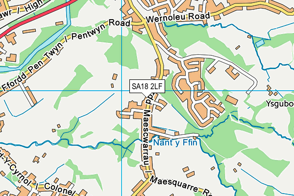 SA18 2LF map - OS VectorMap District (Ordnance Survey)