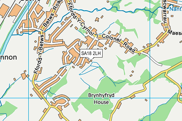 SA18 2LH map - OS VectorMap District (Ordnance Survey)