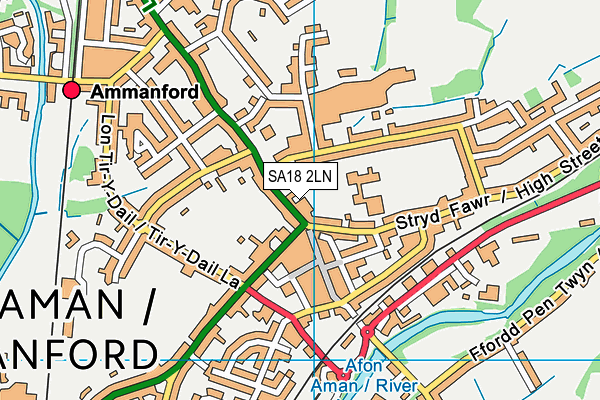 SA18 2LN map - OS VectorMap District (Ordnance Survey)