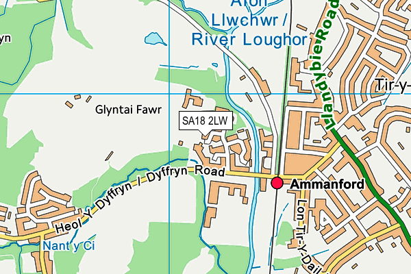 SA18 2LW map - OS VectorMap District (Ordnance Survey)