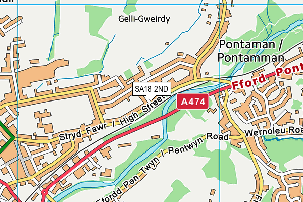 SA18 2ND map - OS VectorMap District (Ordnance Survey)