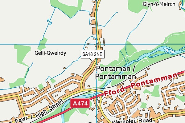 SA18 2NE map - OS VectorMap District (Ordnance Survey)