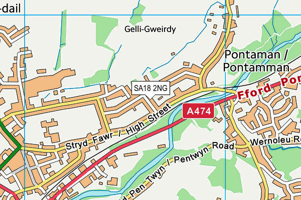 SA18 2NG map - OS VectorMap District (Ordnance Survey)