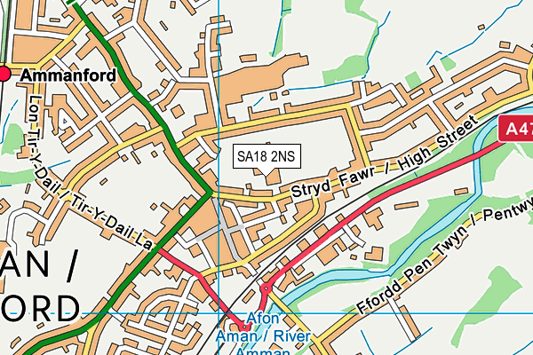 Ysgol Feithrin Rhydaman map (SA18 2NS) - OS VectorMap District (Ordnance Survey)