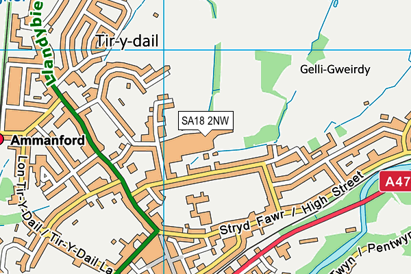Ysgol  Dyffryn Aman map (SA18 2NW) - OS VectorMap District (Ordnance Survey)