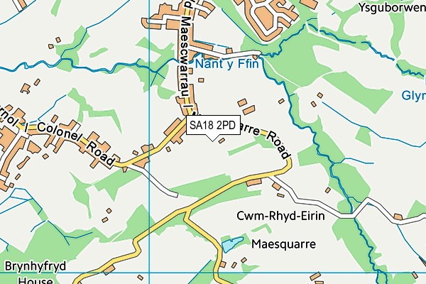 SA18 2PD map - OS VectorMap District (Ordnance Survey)