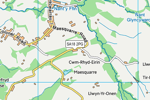 SA18 2PG map - OS VectorMap District (Ordnance Survey)