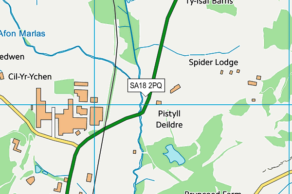 SA18 2PQ map - OS VectorMap District (Ordnance Survey)