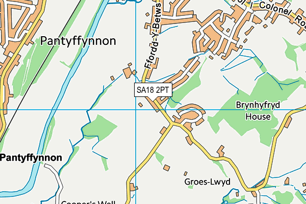 SA18 2PT map - OS VectorMap District (Ordnance Survey)