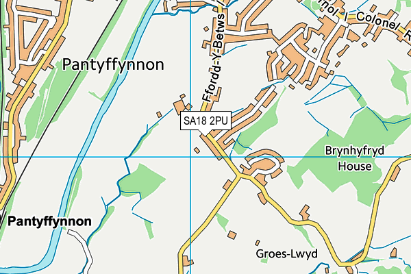 SA18 2PU map - OS VectorMap District (Ordnance Survey)