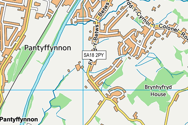 SA18 2PY map - OS VectorMap District (Ordnance Survey)