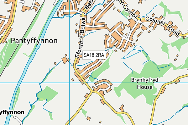 SA18 2RA map - OS VectorMap District (Ordnance Survey)