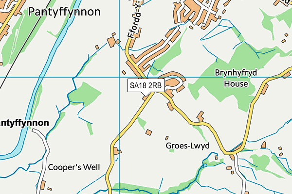 SA18 2RB map - OS VectorMap District (Ordnance Survey)