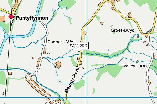 SA18 2RD map - OS VectorMap District (Ordnance Survey)