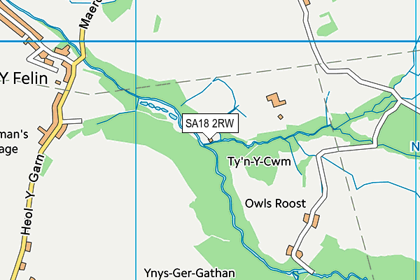 SA18 2RW map - OS VectorMap District (Ordnance Survey)