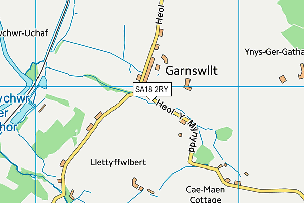 SA18 2RY map - OS VectorMap District (Ordnance Survey)